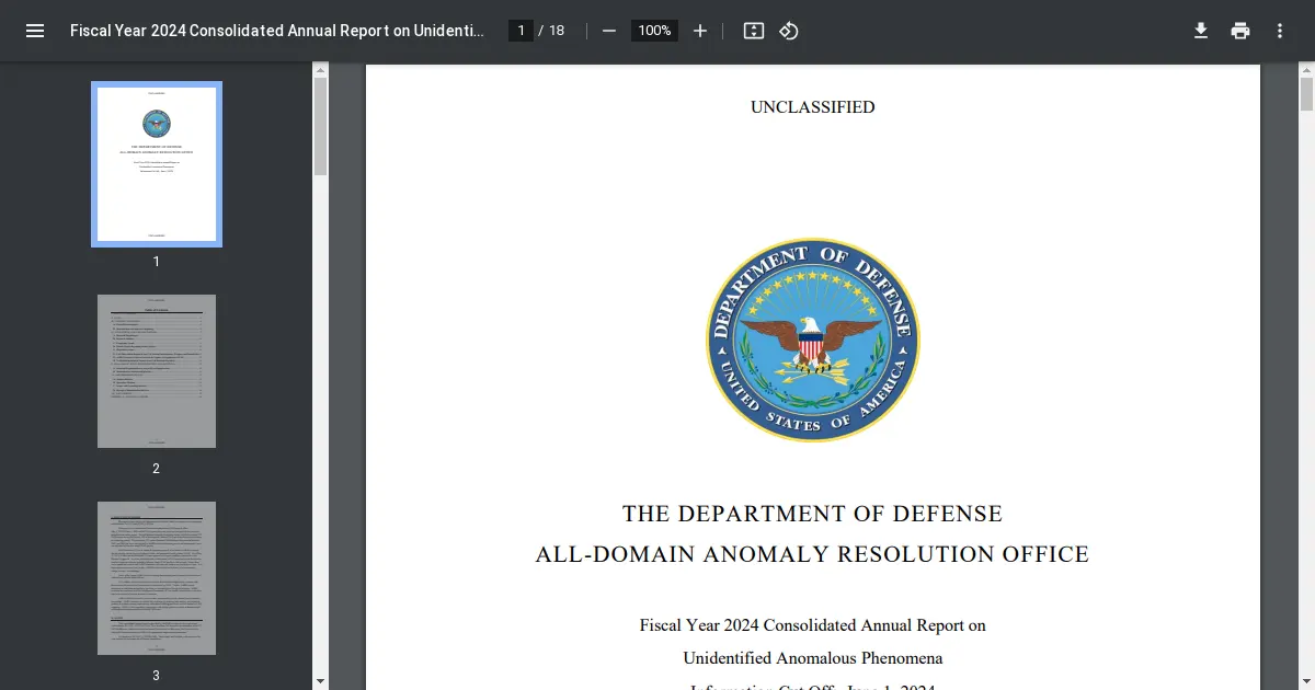 Fiscal Year 2024 Consolidated Annual Report on Unidentified ... — ... AARO has discovered no evidence of extraterrestrial beings, activity, or ... AARO is developing an S&T plan that discusses how AARO is approaching the UAP.